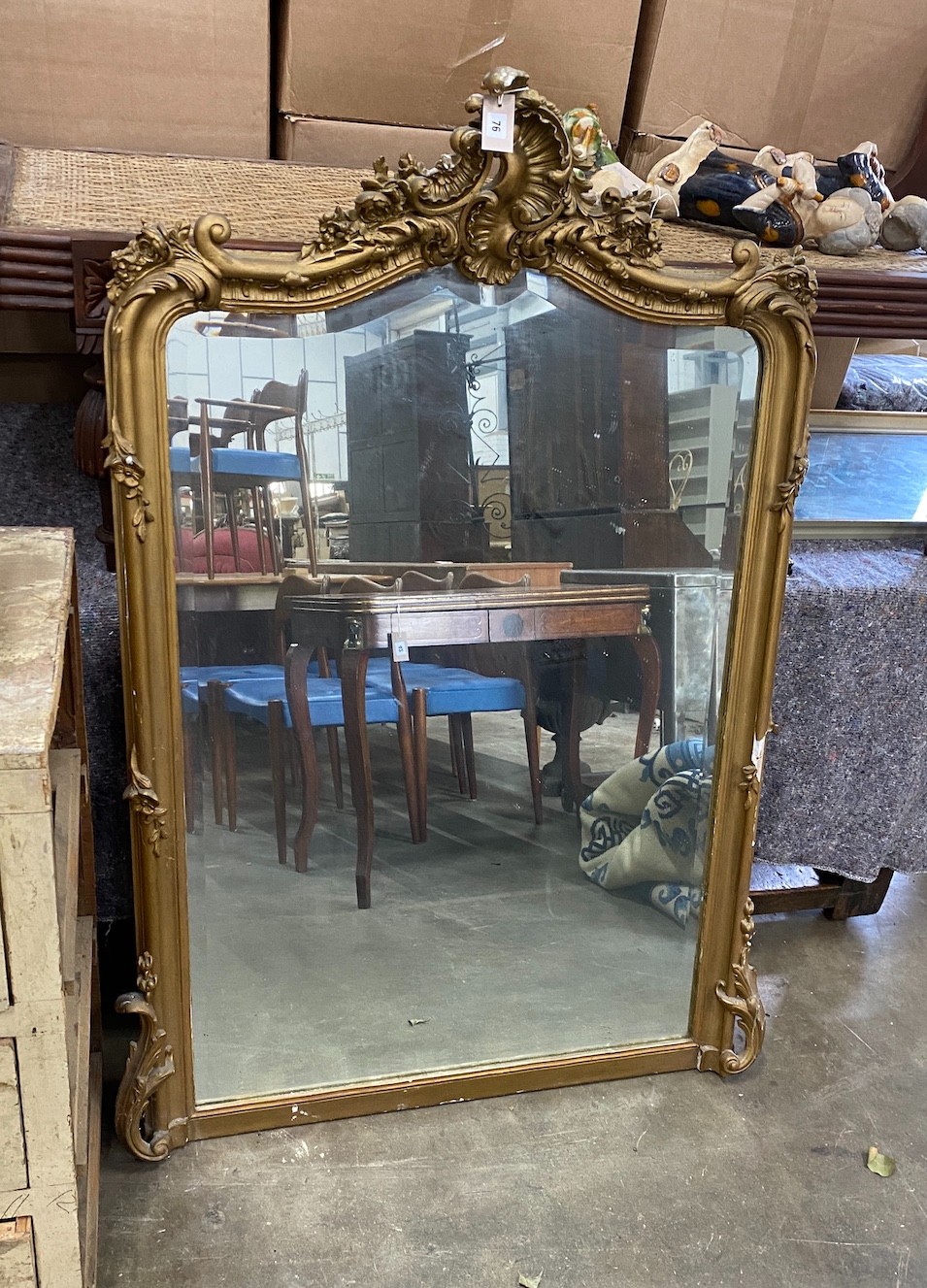 A 19th century French giltwood and composition wall mirror, width 92cm, height 144cm